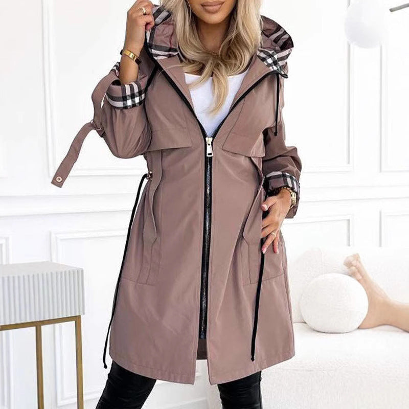 Graceful Innovative Glamorous Hooded Plaid Casual Jackets