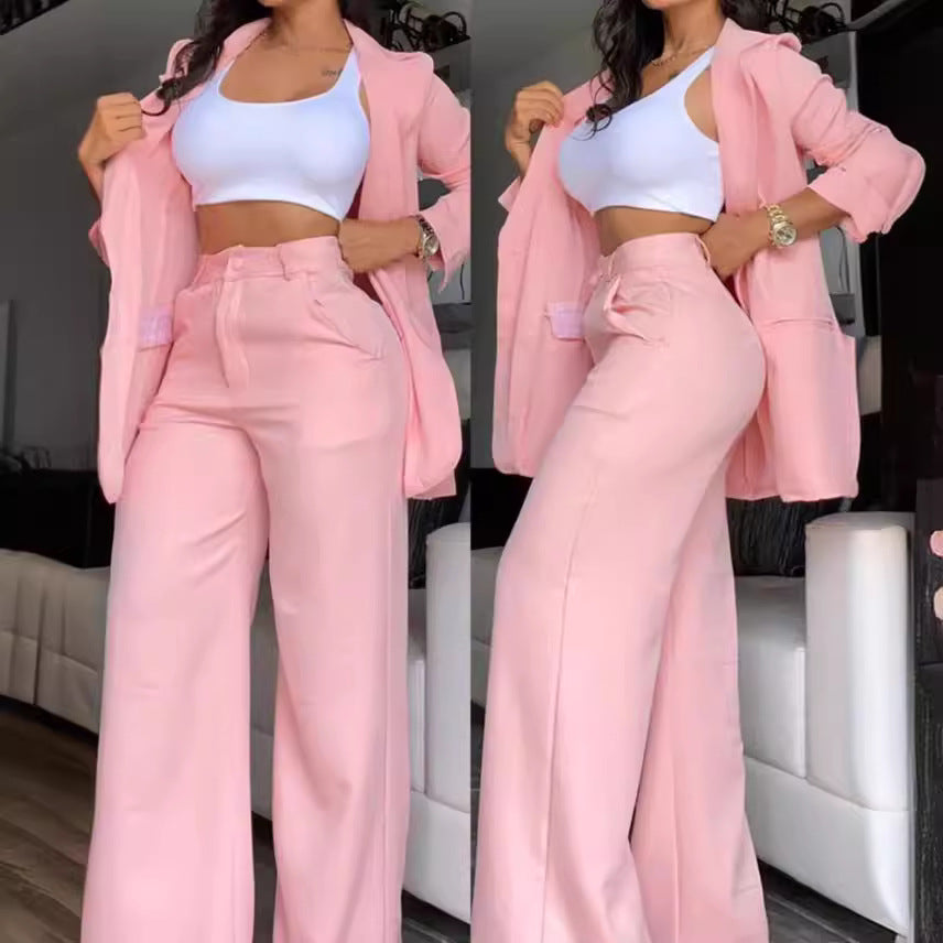 Women's Elegant Pure Color Split Sleeve Lapel Suits