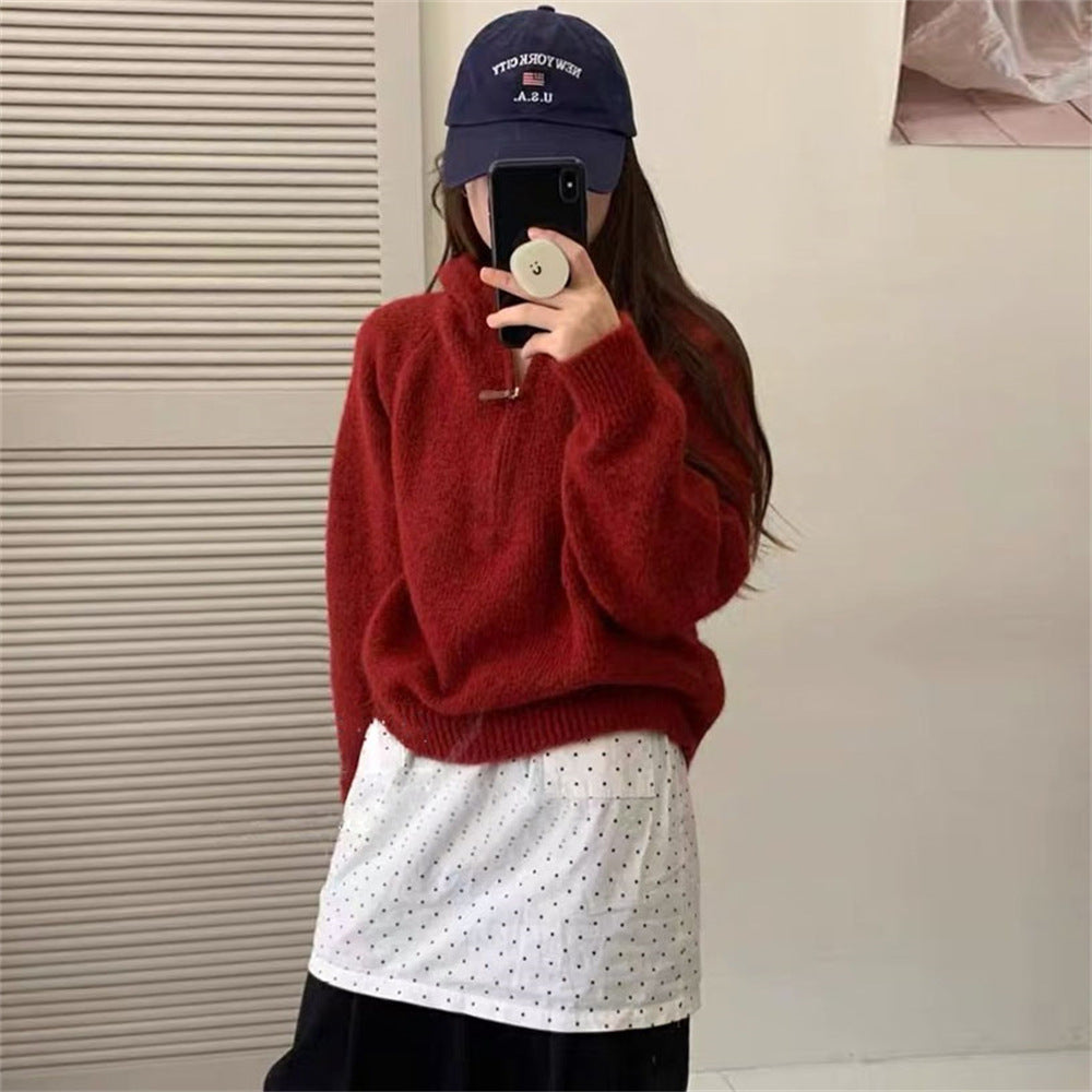 Women's Idle Soft Glutinous Loose Versatile Hooded Pullover Sweaters