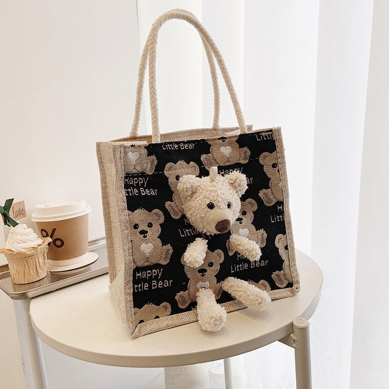 Women's Simple Cute Bear Cartoon Trendy Cloth Bags