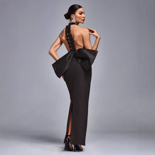 Women's Plaid Big Bow Slim Fit Bandage Dresses