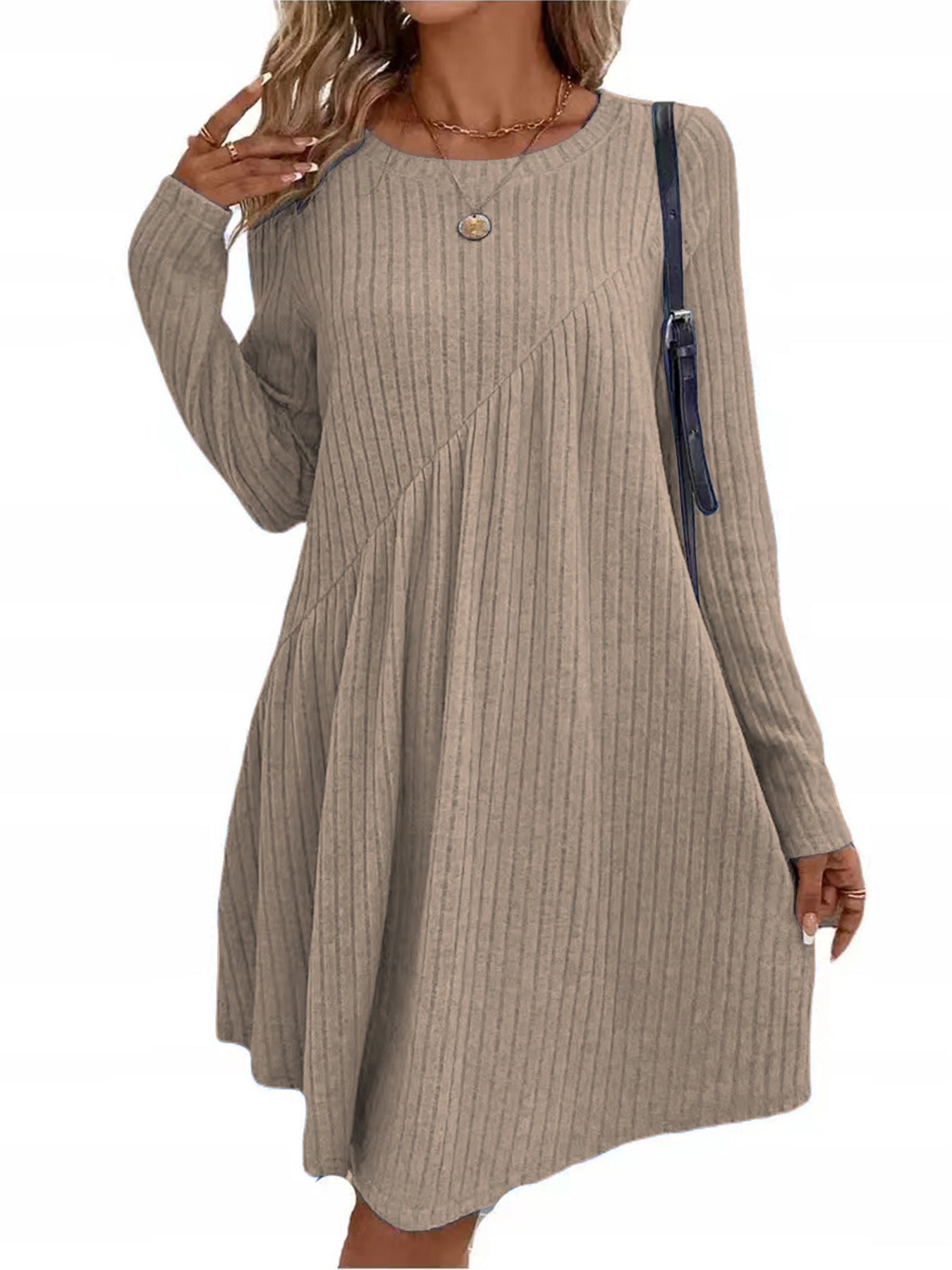 Women's Bohemian Irregular Brushed Sunken Stripe Solid Clothing