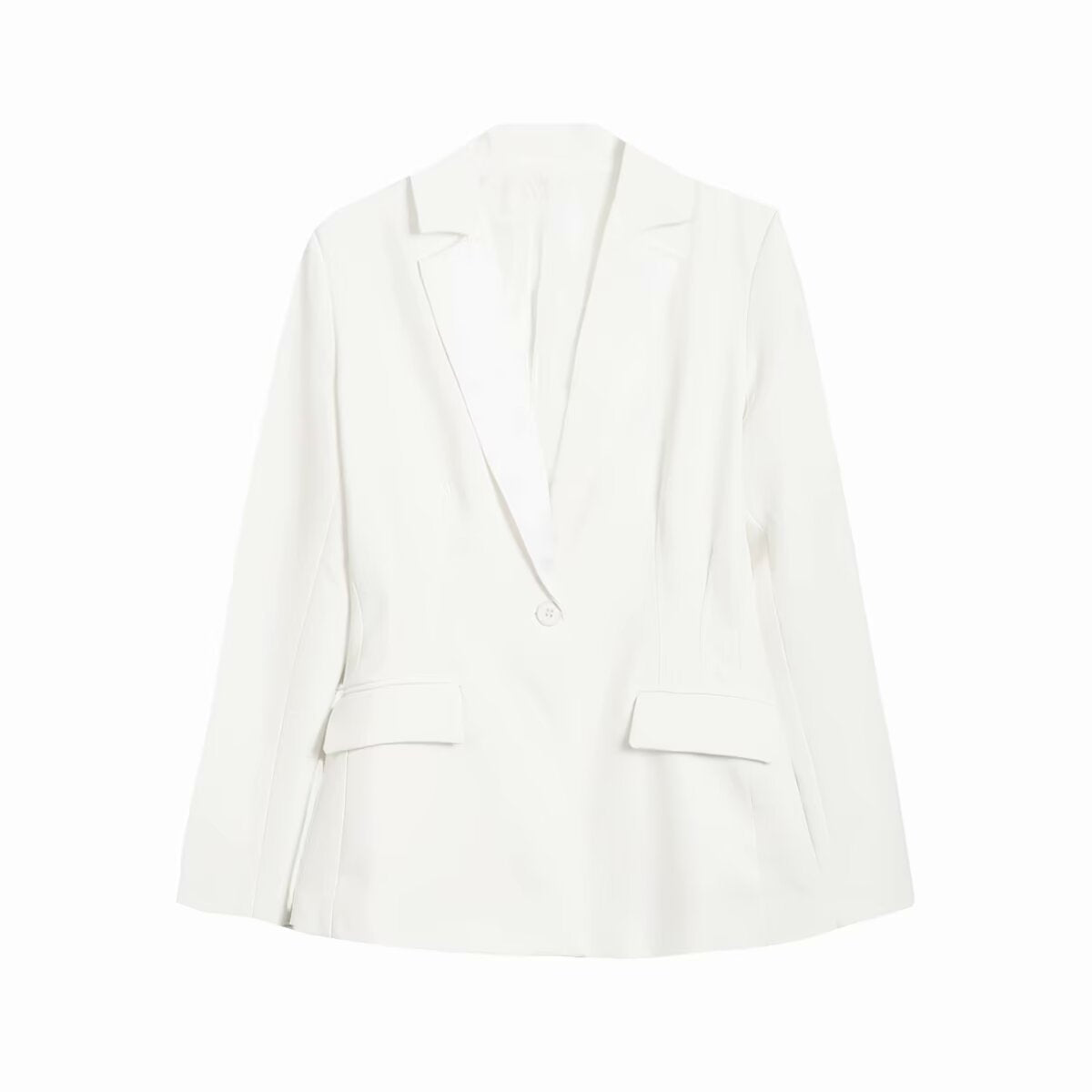 Women's Black Waist Satin Texture Stitching Double Blazers