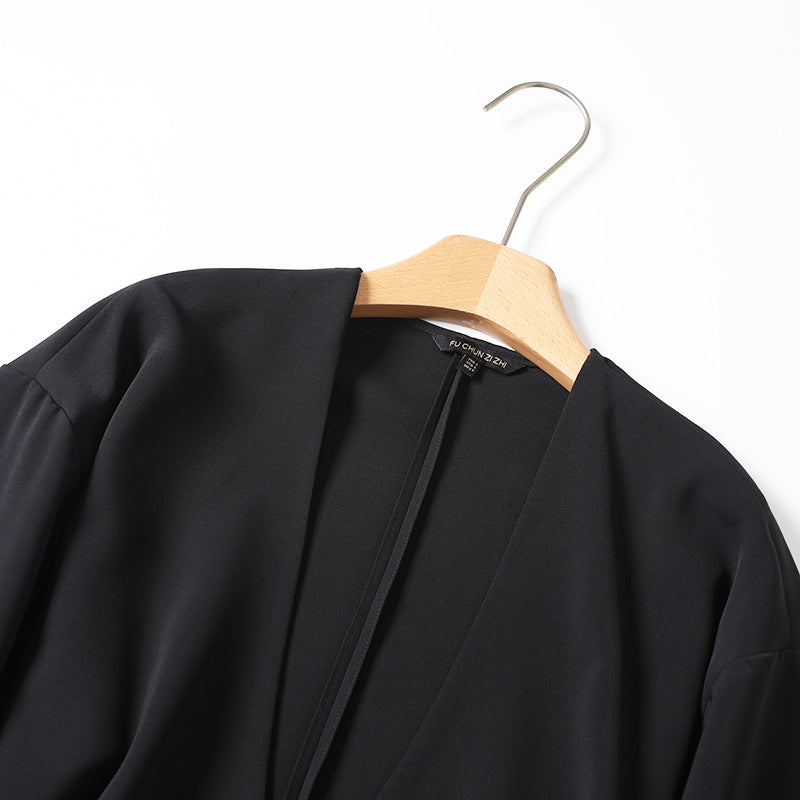Women's Collar Shirt Autumn Chinese Style Loose Black Blouses