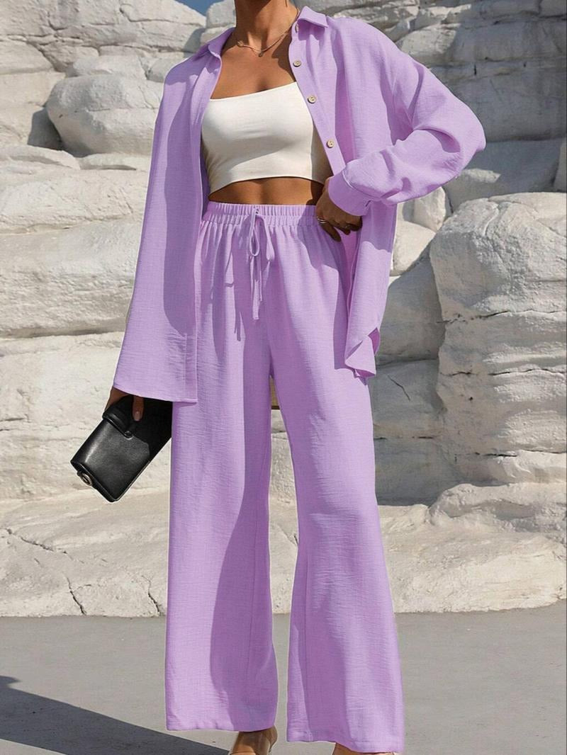 Women's Autumn Graceful Long Sleeve Two-piece Set Solid Fashion Casual Suit
