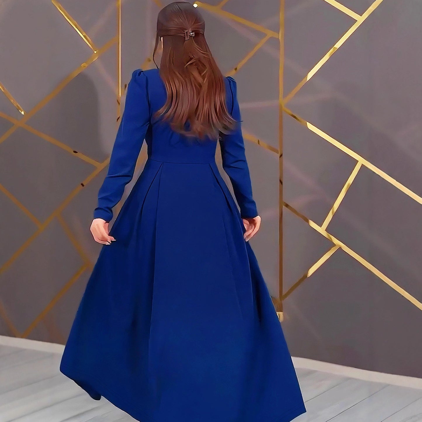 Women's Color Temperament Commute Long Sleeve Cinched Dresses