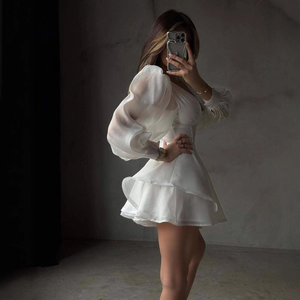 Women's Dress Long-sleeved Chiffon A- Hem Casual Solid Dresses