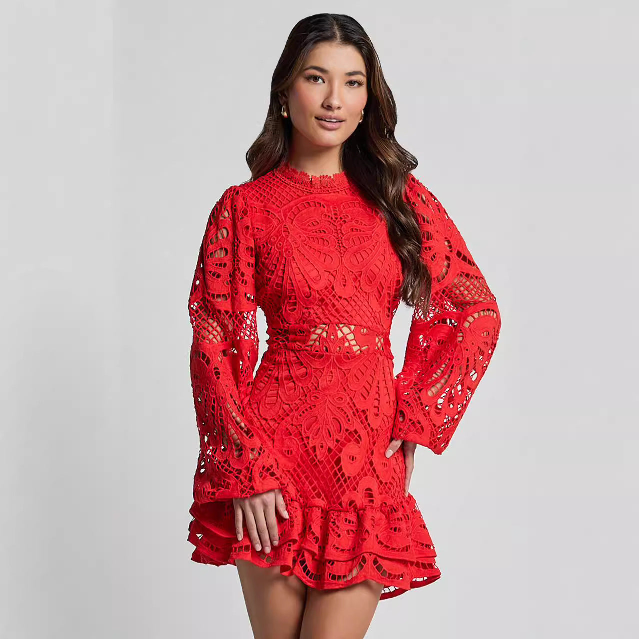 Lantern Long Sleeve Dress A- Line Shorts