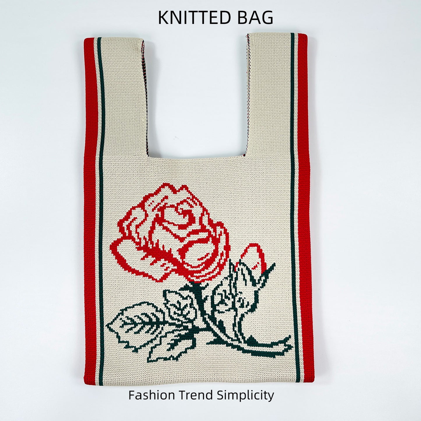 Women's Flower Knitted Large Capacity Totes Wrist Handbags