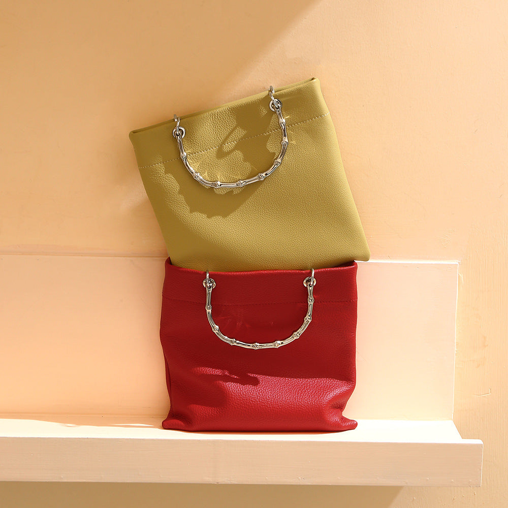 Women's Leather Natural Fall Cowhide Texture Handbags