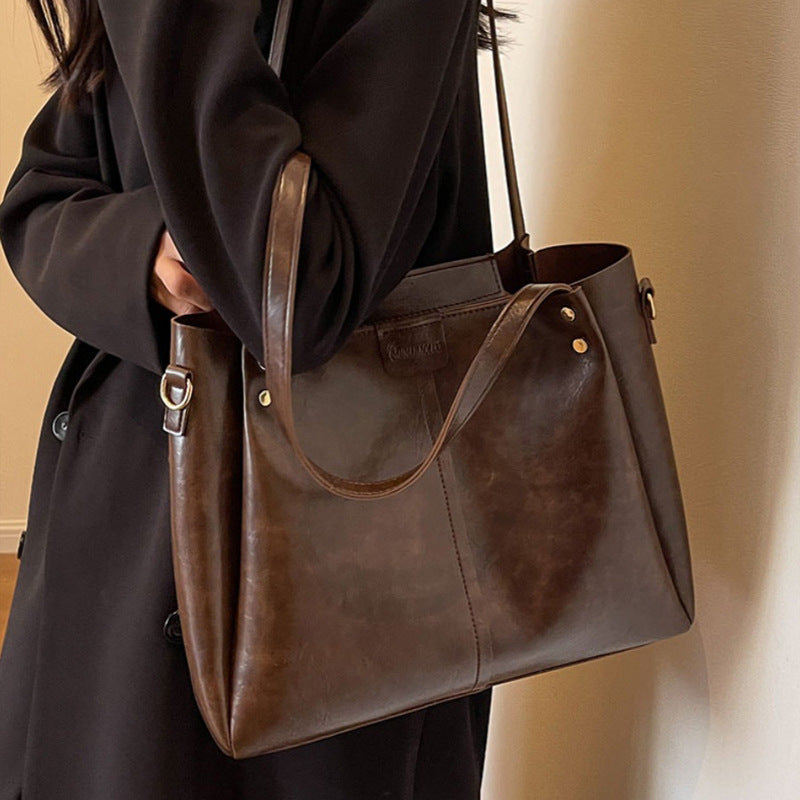 Women's High-grade Genuine Leather Commuter Large Capacity Crossbody Bags