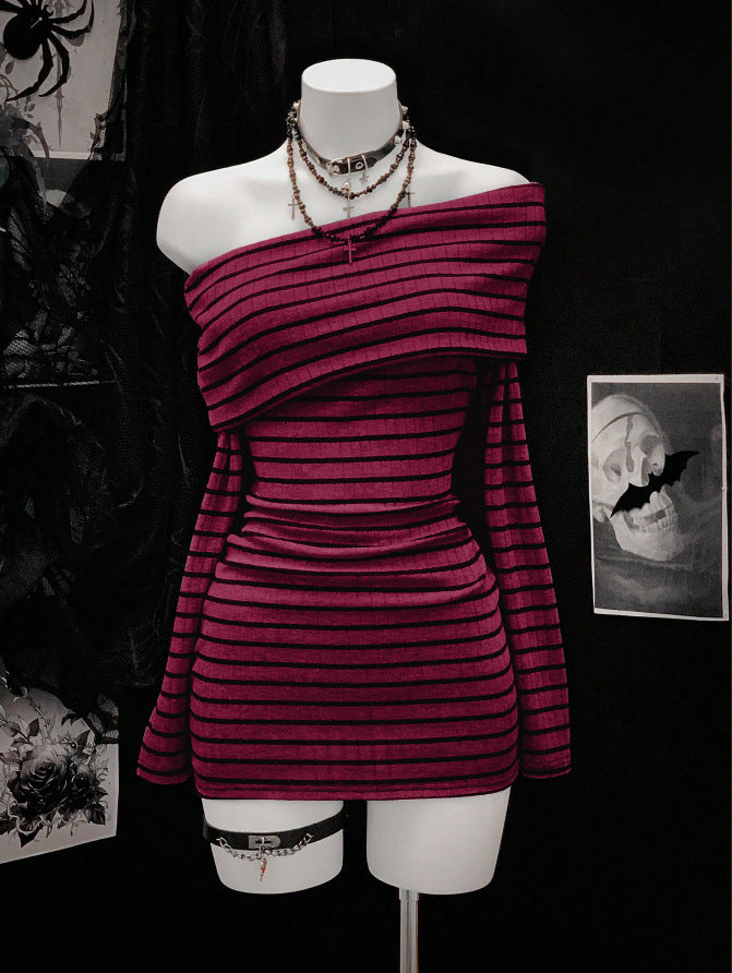 Long Sleeve Knitted Sexy Hip Vacation Dress