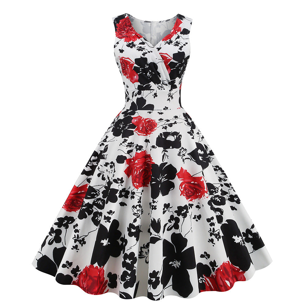 Party Style Vintage Printed Dress Cocktail Dresses