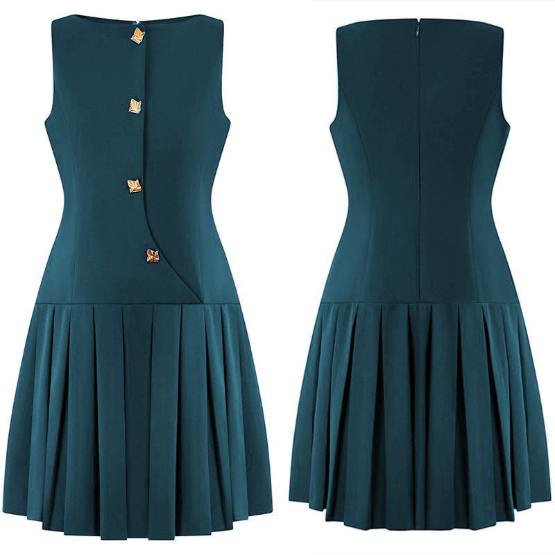 Women's Source Fashionable Button Elegant Zipper Sleeveless Clothing