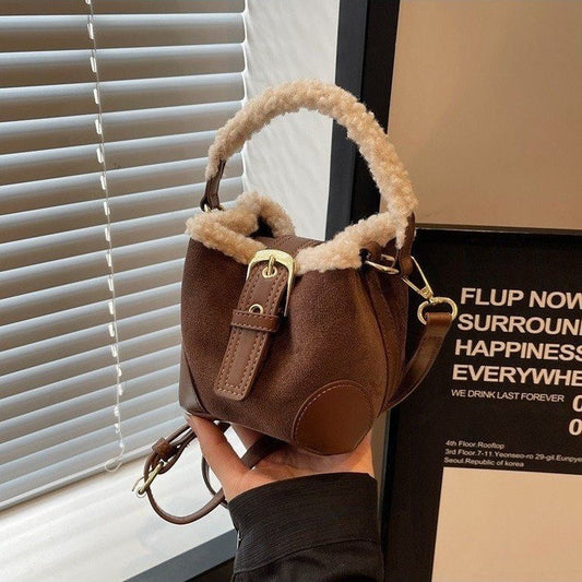 Women's Retro Plush Mini Furry Portable Shoulder Bags