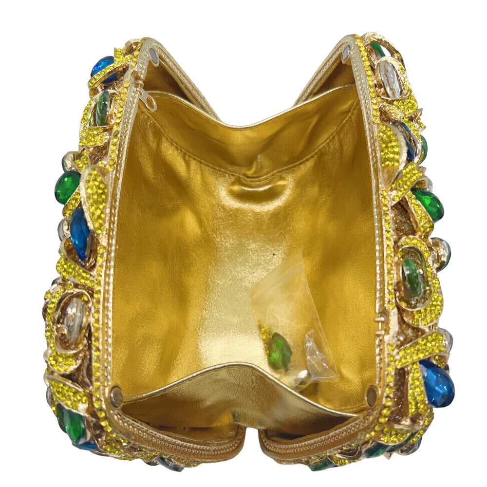 Women's Colorful Luxury Full Steamed Crystal Bun Evening Bags