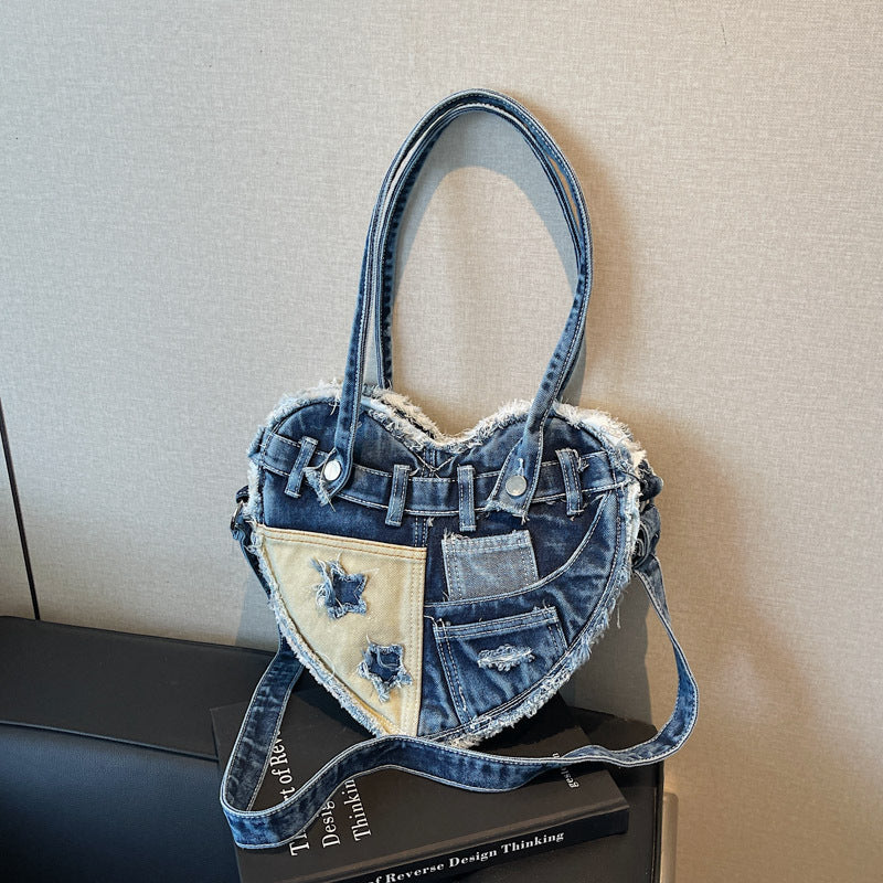 Women's Heart Vintage Distressed Underarm Design Bags