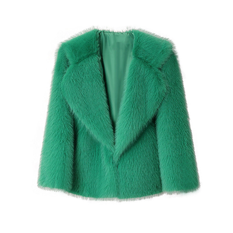 Women's Lapel Leather Fur Faux Loose Korean Coats