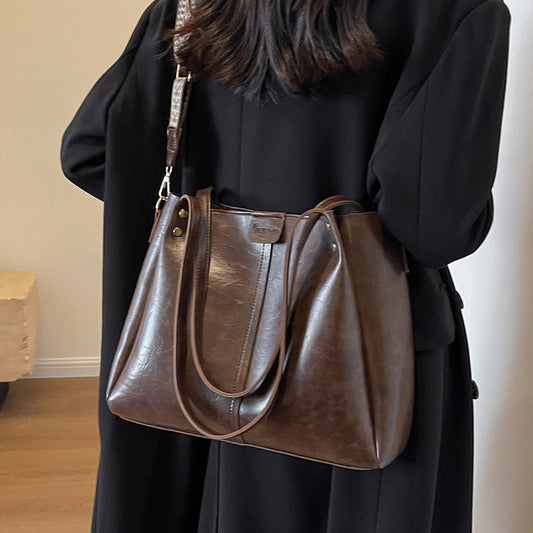 Women's High-grade Genuine Leather Commuter Large Capacity Crossbody Bags