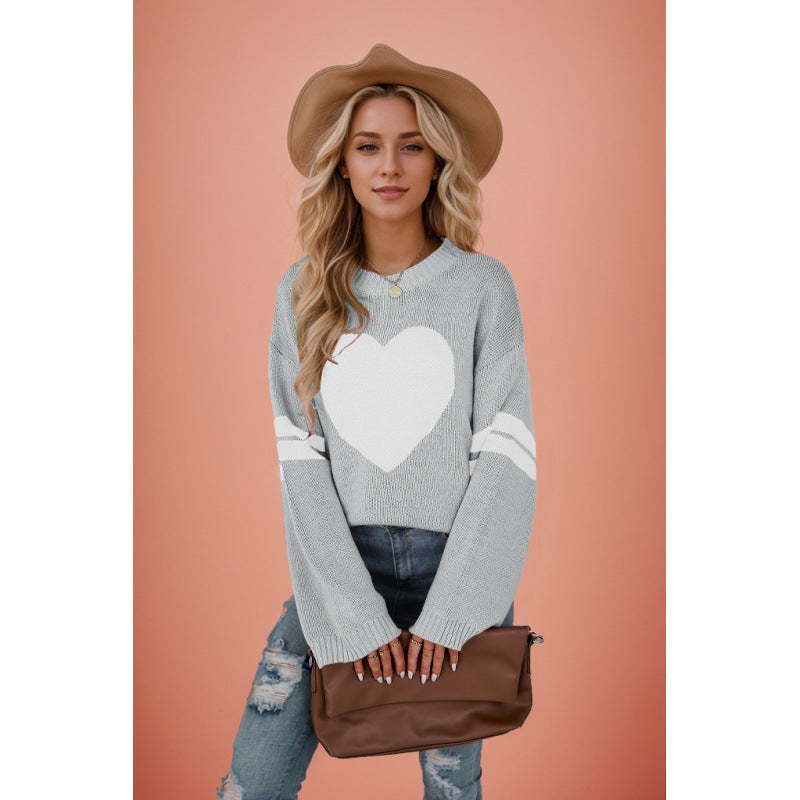Women's Two-color Jacquard Love Valentine's Day Round Plus Size