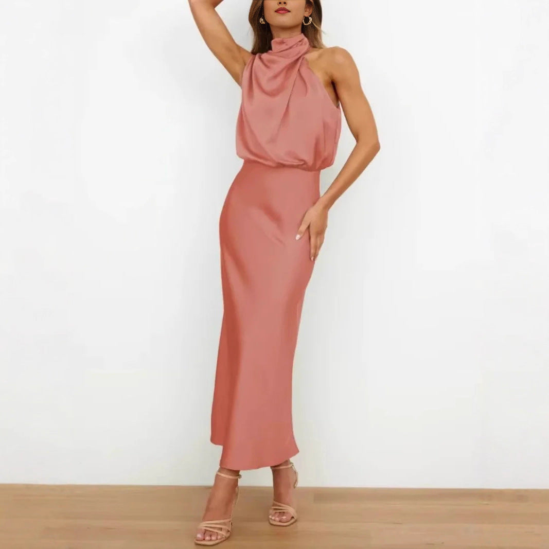 Premium Satin Sleeveless Fashion Elegant Graceful Dress
