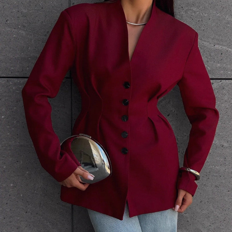 Women's High-grade Vintage Single-breasted Long Sleeves Commuter Blazers