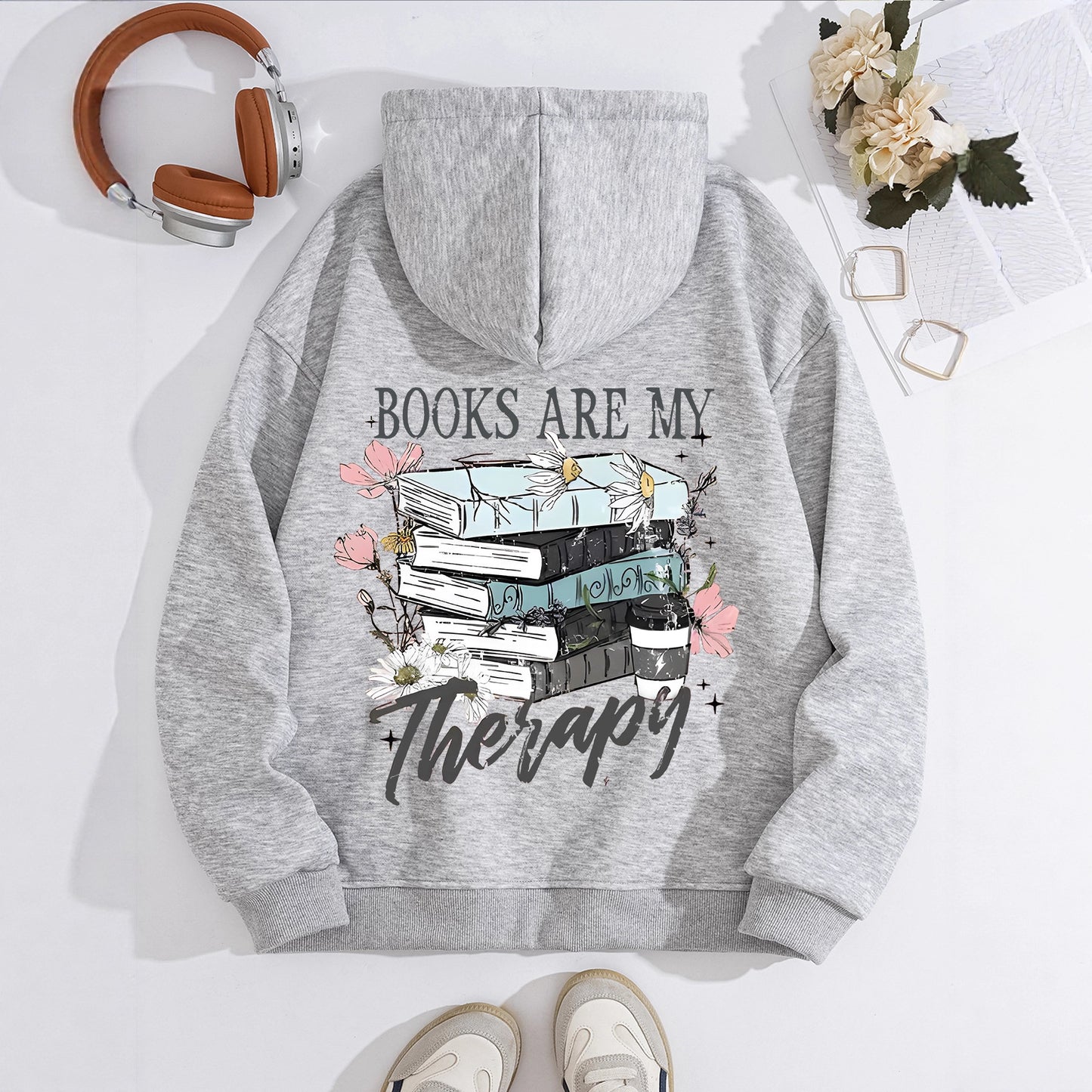 Women's Veet Padded Hooded Sweatshirt Floral Pattern Casual Sweaters