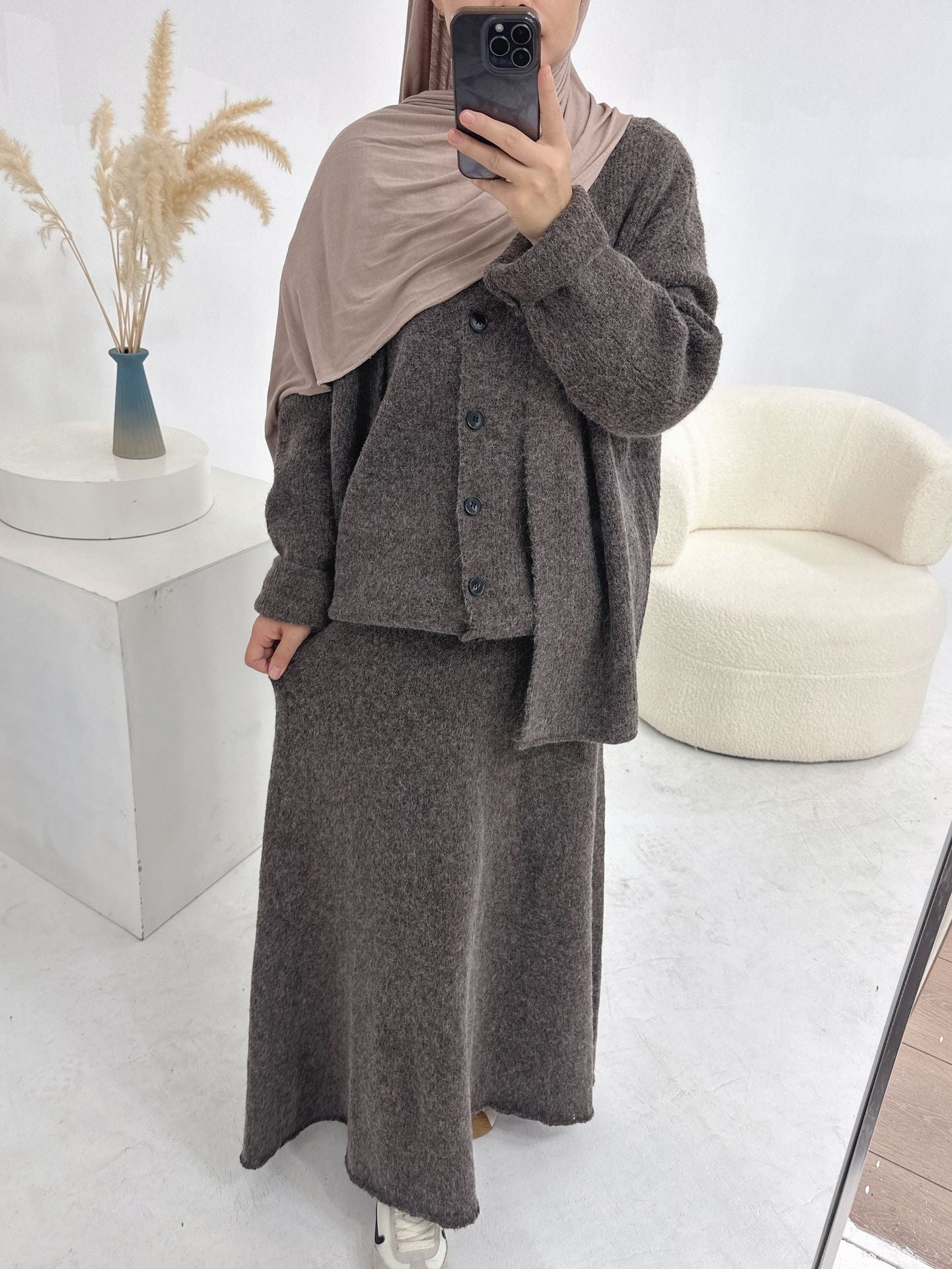 Turkey Thickened Knitting Solid Color Three-piece Suits
