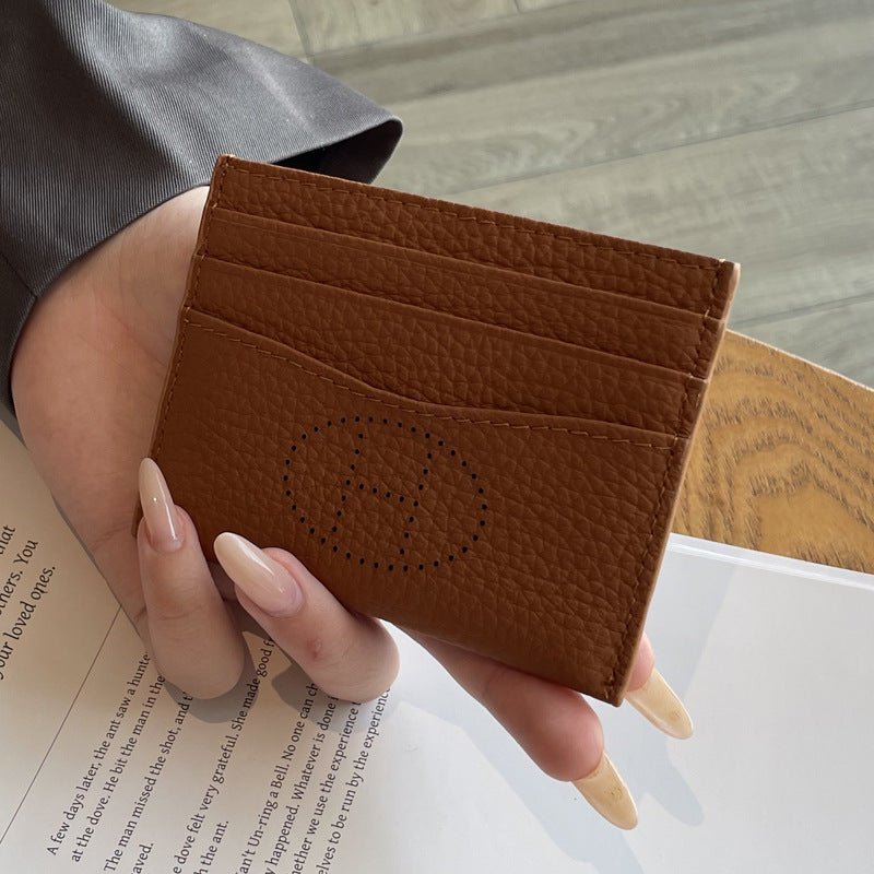 Women's One-piece Genuine Leather High-grade Cowhide Style Card Holder