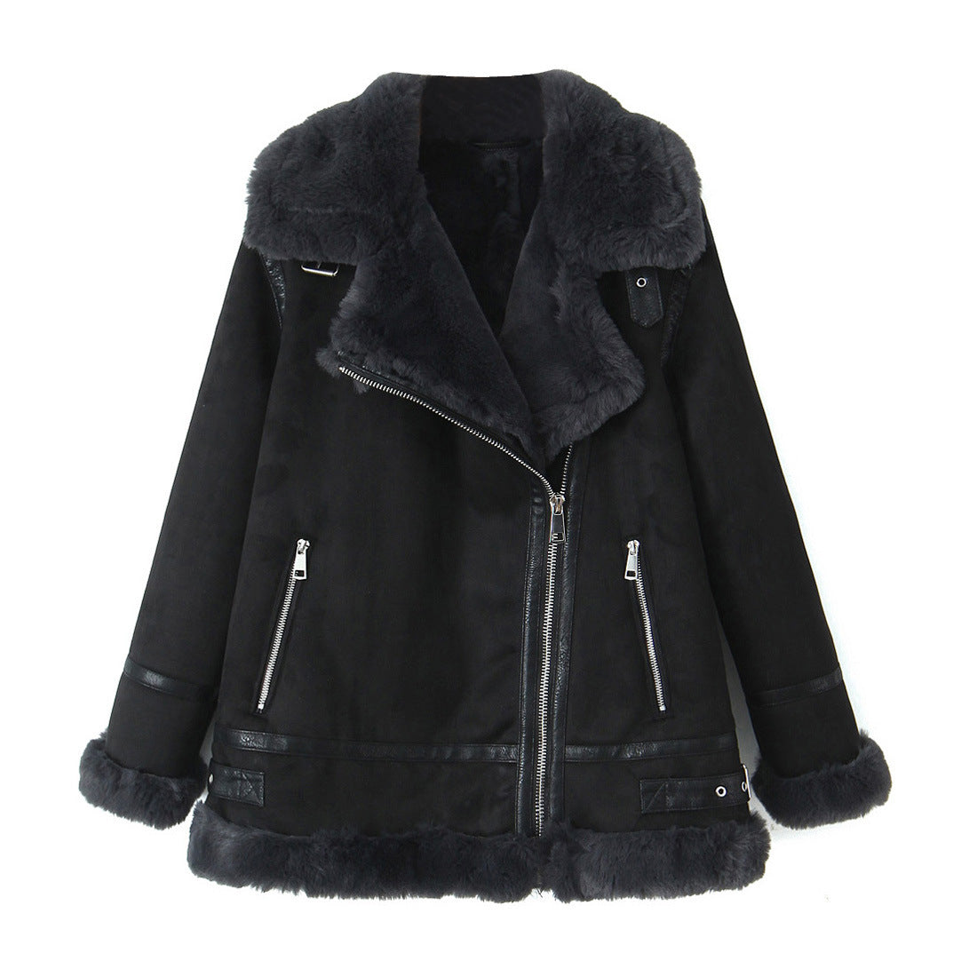 Women's Korean Style Casual Simple Thick Lambskin Coats