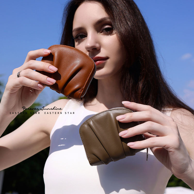 Women's Ruffle Simple Cute Compact Pure Color Ladies Wallets