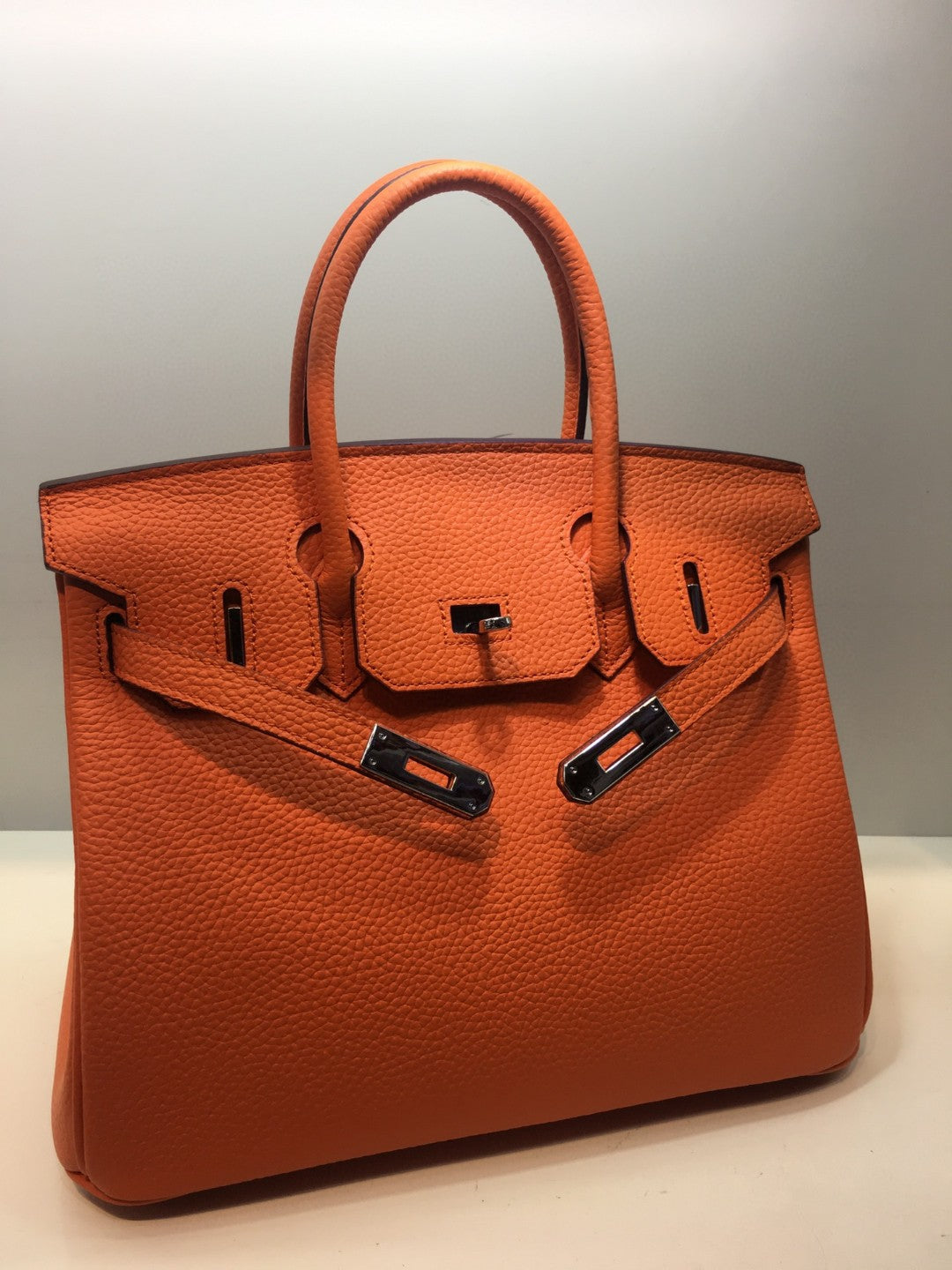 Women's Layer Cowhide Lychee Pattern Leather Kelly Large Handbags