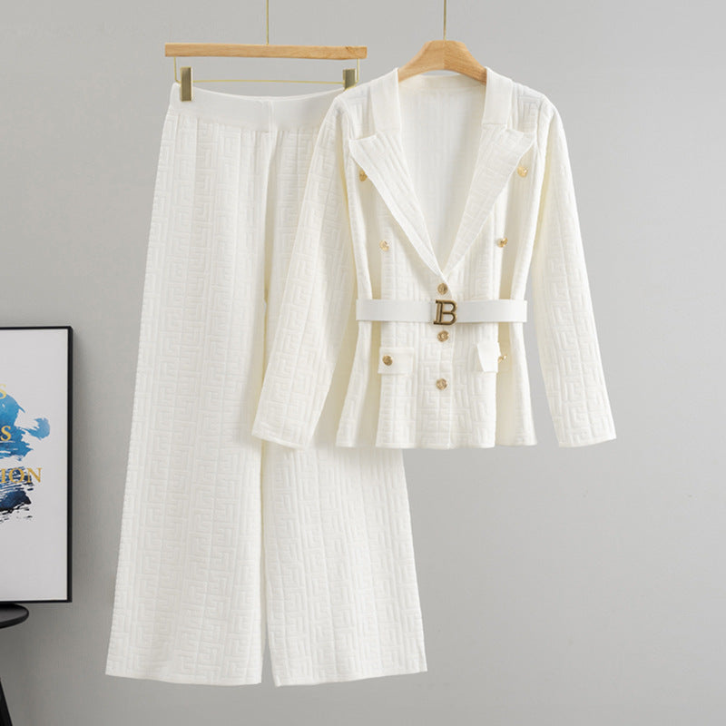 Women's Collar Knitting Graceful Fashionable Loose Two-piece Suits