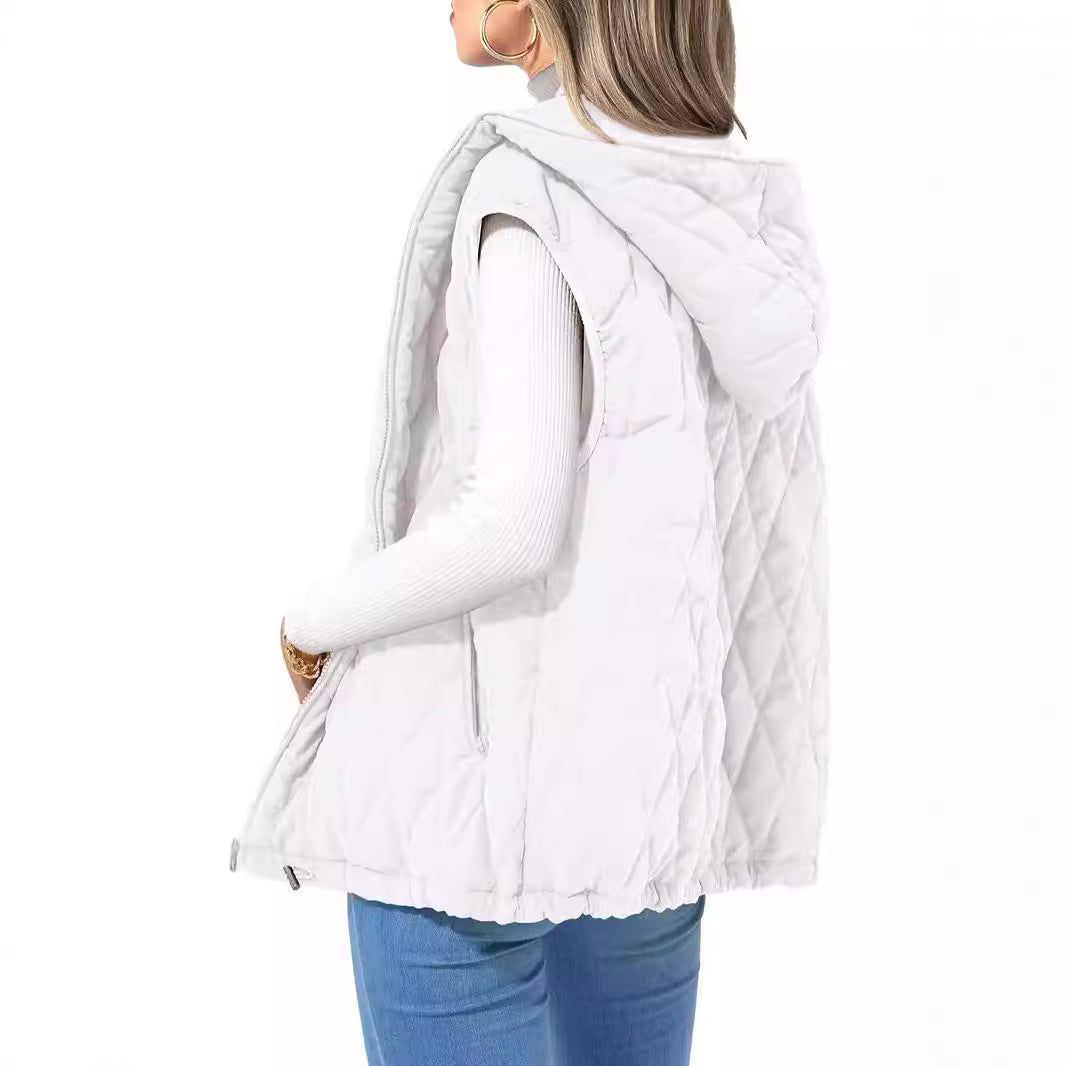 Ladies Hooded Waistcoat Lightweight Cotton Outer Vests