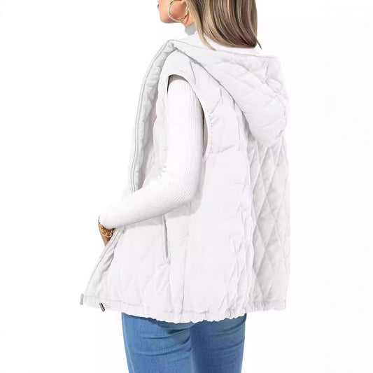 Ladies Hooded Waistcoat Lightweight Cotton Outer Vests