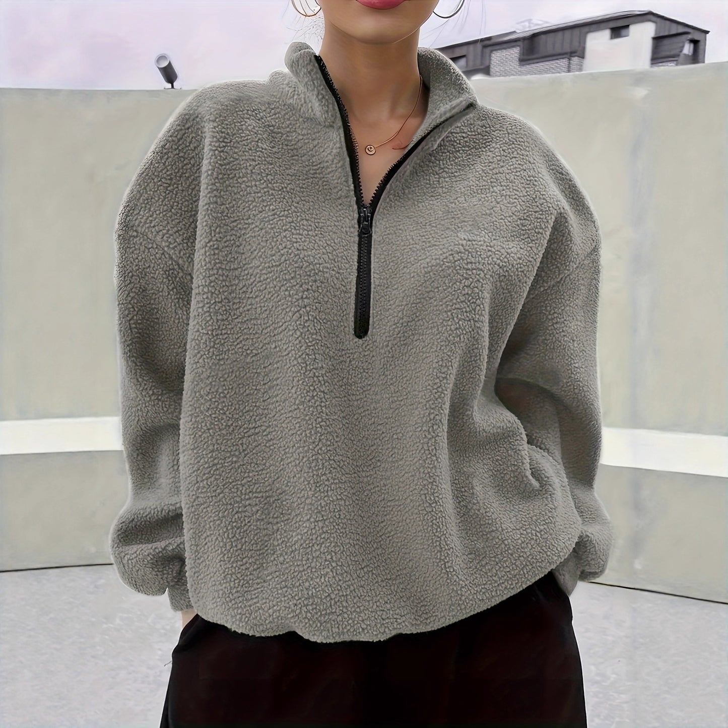 Winter Long Sleeve Casual Simple Solid Color Women's Sweater, Sweater