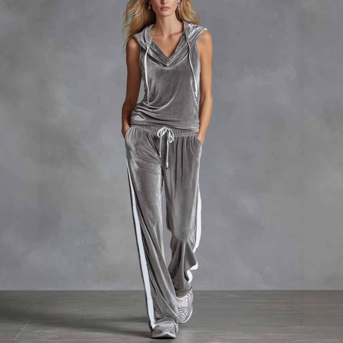 Smart Trousers Sleeveless Sports Comfortable Hooded Fashion Casual Suit