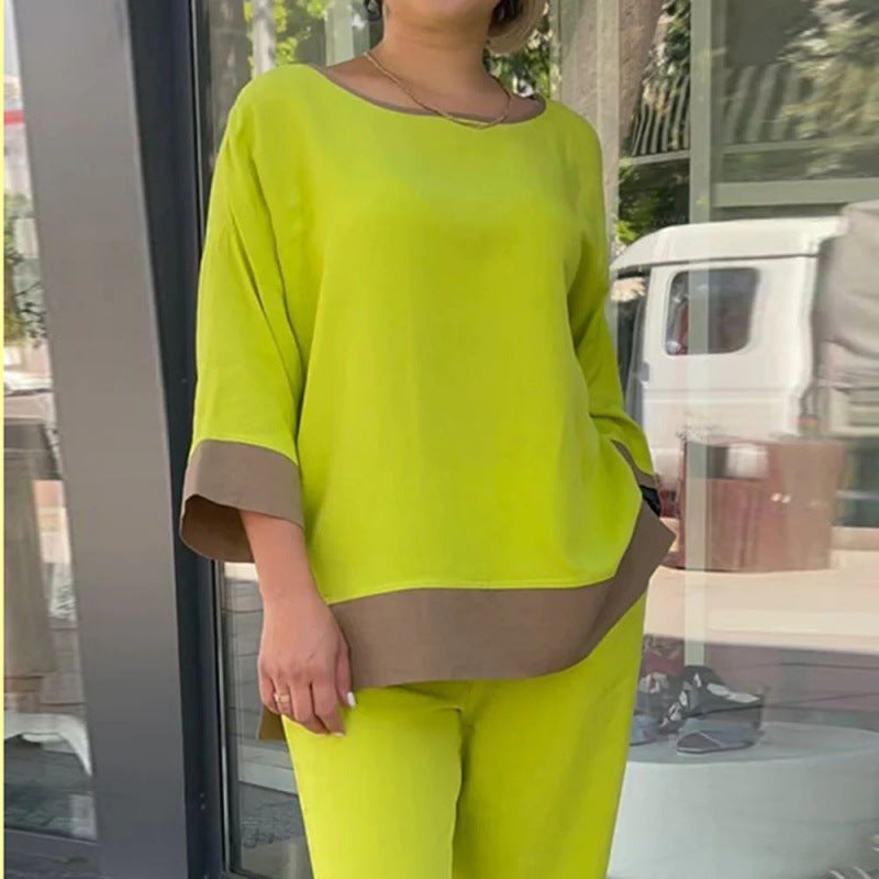 Women's Loose Casual Crew Neck Shirt Pants