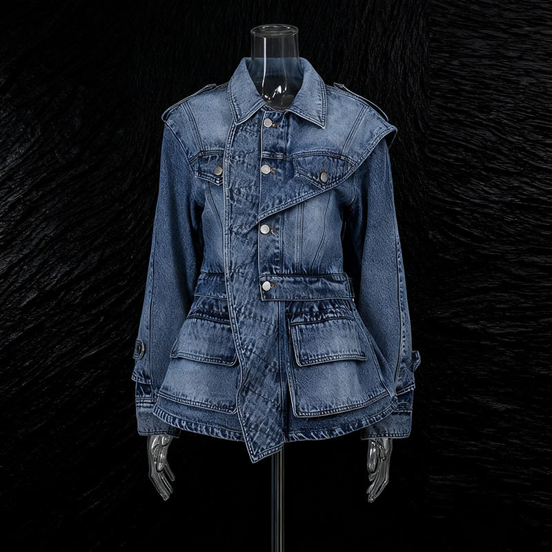 Women's Street Style Fashion Ruffles Single-breasted Lapel Three-dimensional Jackets