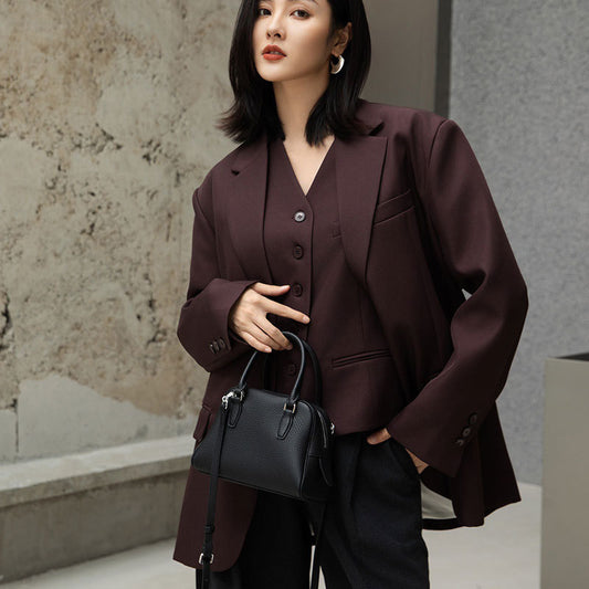 Beautiful First Layer Cowhide Bowling Boston Crossbody Bags