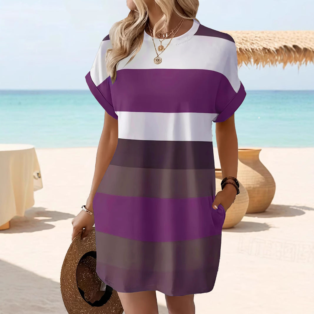 Women's Summer Fashion Color Contrast Striped Casual Clothing