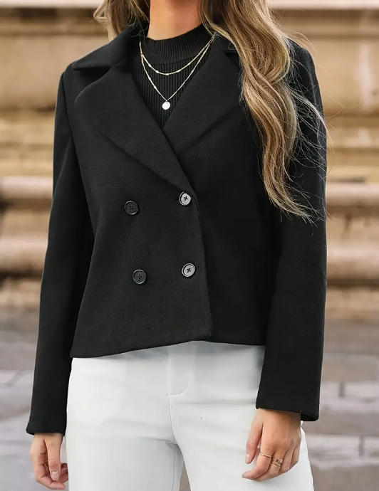 Women's Elegant Simple Solid Color Woolen Lapel Shorts