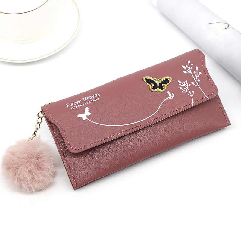 Women's Direct Wholesale Long Solid Color Fur Ladies Wallets