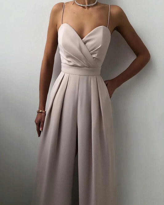 Women's Attractive Sling Waist Straight Knitted Jumpsuits
