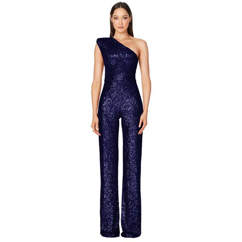 Women's Beautiful Popular Summer Sleeveless Sequined Jumpsuits