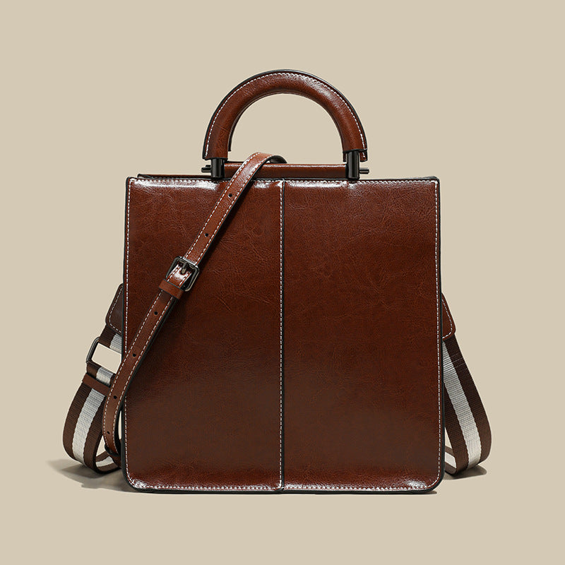 Women's Oil Wax Cowhide Big Fashion Graceful Shoulder Bags