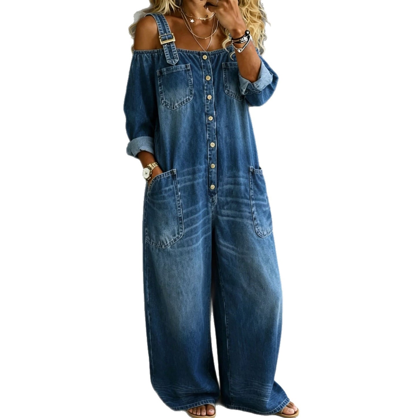 Unique Stylish Women's Fashion Single-breasted Overalls Women's Jumpsuit/clothing