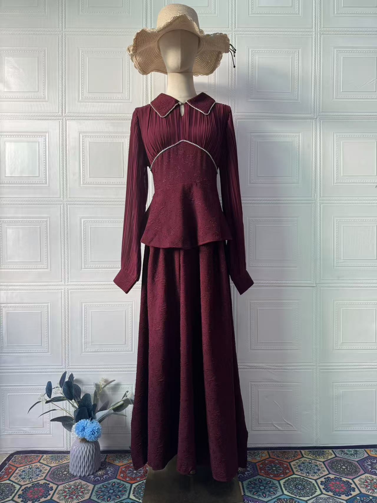 Women's Elegant Soft Temperament Lapel Long Sleeve Dresses