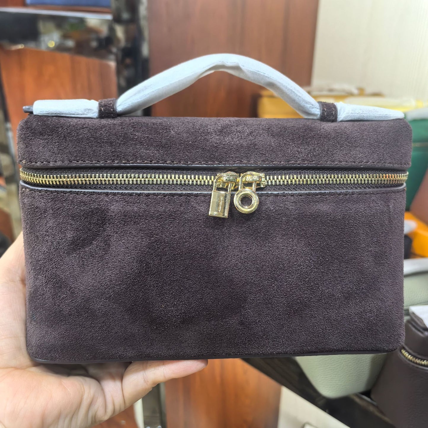 Creative Layer Cowhide Lunch Box Suede Bags