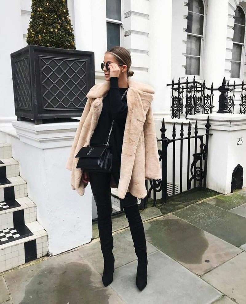 Colorful Fur Plush Warm Temperament Leisure Baggy Winter Padded Coats